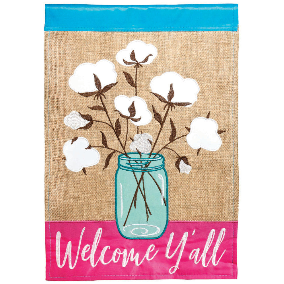 Flag Cotton Welcome Burlap 13x18
