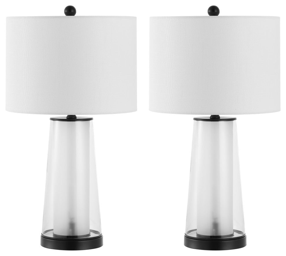 Tryon 26" Modern Minimalist Glass/Iron Nightlight LED Table Lamp,, Set of 2