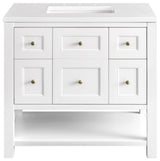 Breckenridge 36" Single Vanity, Bright White,  White Zeus Quartz Top
