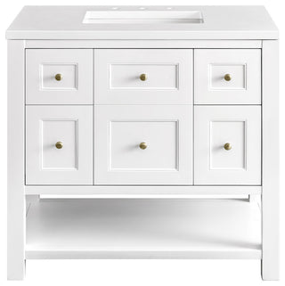 Breckenridge 36" Single Vanity, Bright White,  White Zeus Quartz Top