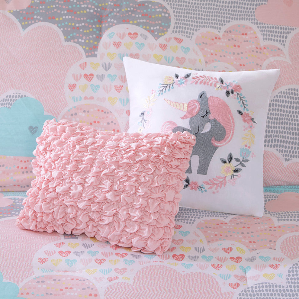 Kids Cotton Comforter/Duvet Cover/Coverlet Set, Pink, Full/Queen, Comforter