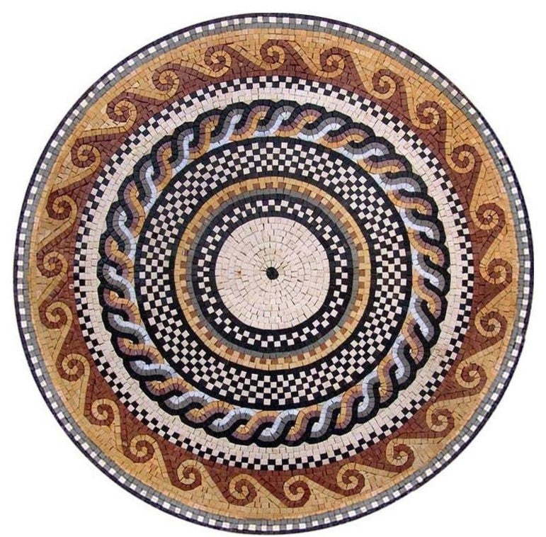Roman Mosaic Art Medallion, Horatio Ii, 35"x35"