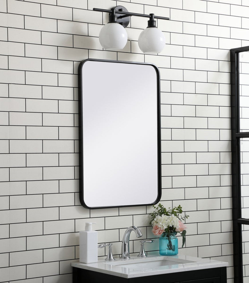 Ellis Soft Corner Metal Rectangular Mirror, Black, 20"x30"