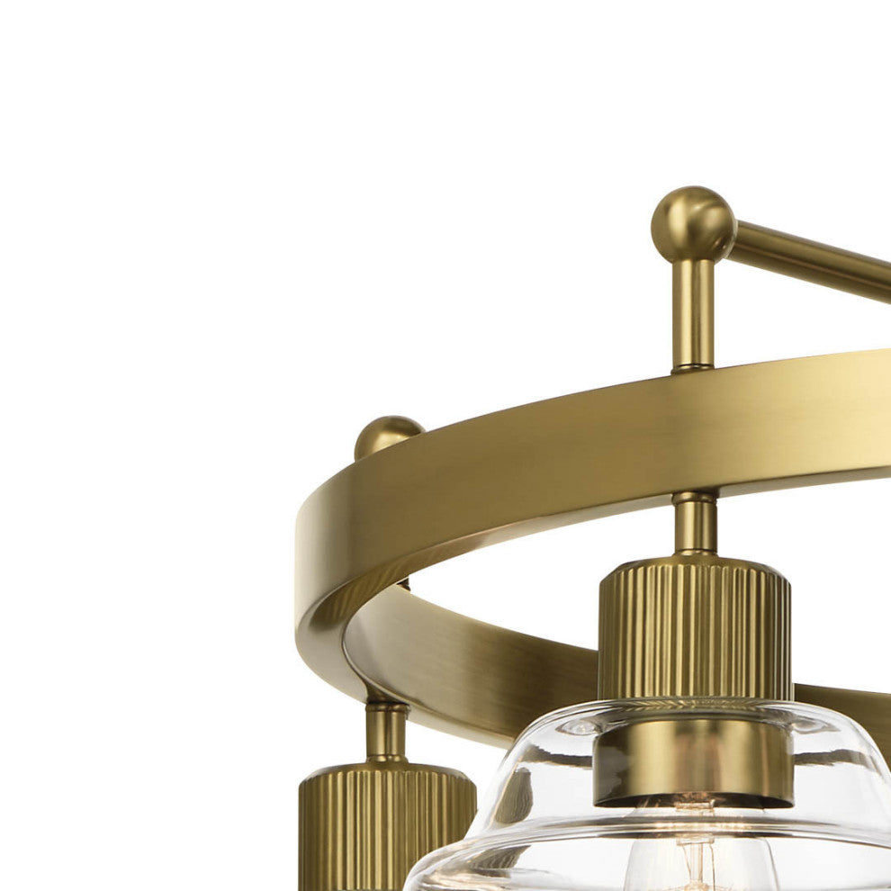 Eastmont 5 Light Chandelier, Clear Glass, Brushed Natural Brass