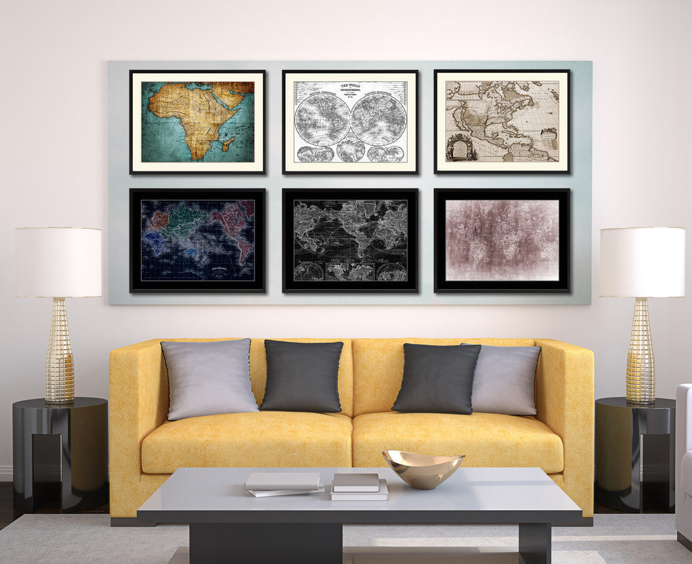 World Vintage Vivid Sepia Map Canvas, 16"x21"