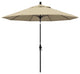 9' Matted Black Collar Tilt Lift Fiberglass Rib Aluminum Umbrella, Sunbrella, Antique Beige