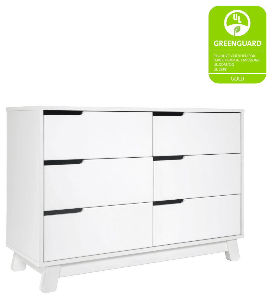 Hudson 6-Drawer Assembled Double Dresser, White
