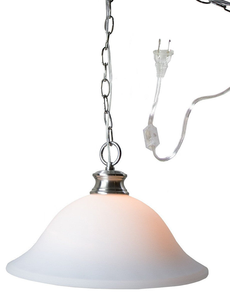 Glass Shade Swag Lamp Brushed Nickel