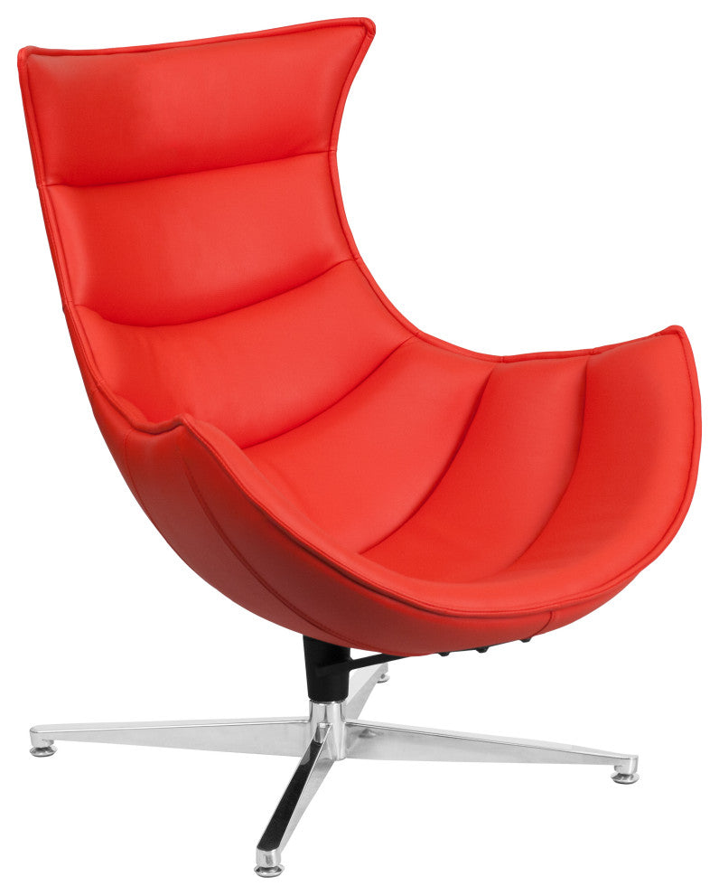 Red LeatherSoft Swivel Cocoon Chair