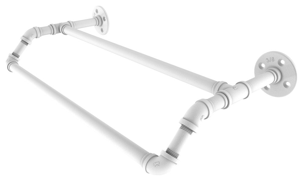 Pipeline Double Towel Bar, Matte White, 30"