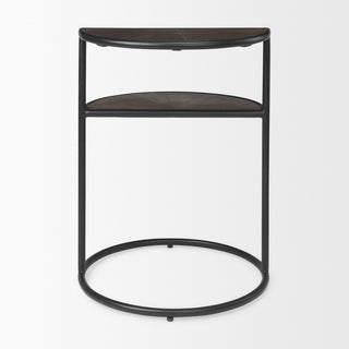 Arlo Dark Brown Solid Wood w/ Black Iron Base End Table