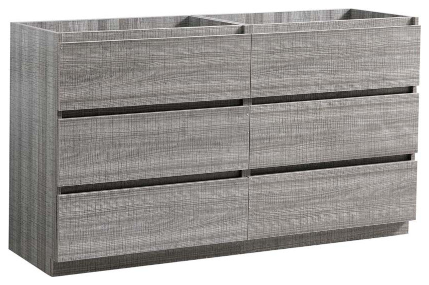 Fresca Lazzaro 60" Gloss Ash Gray Double Sink Cabinet