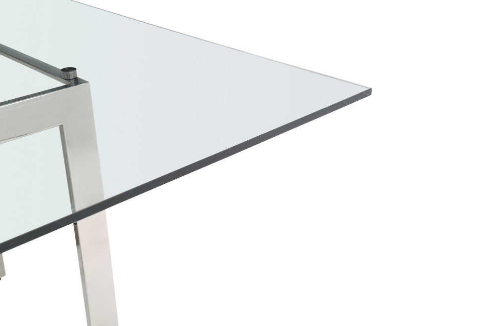 Modrest Keaton Square Modern Glass + Stainless Steel Dining Table