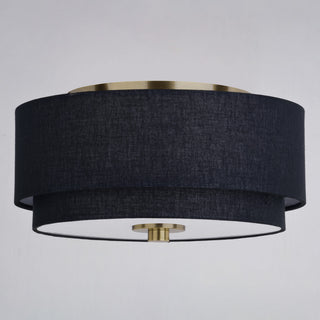 Burnaby Mid-Century Drum Semi Flush Ceiling Light, Matte Brass, 13-in W X 6.75-in H X 13-in D
