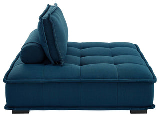 Saunter Tufted Fabric Armless Chair Azure