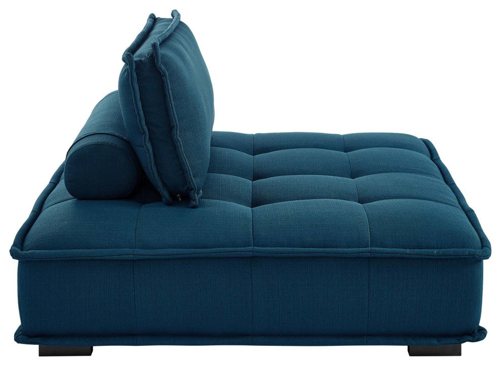 Saunter Tufted Fabric Armless Chair Azure