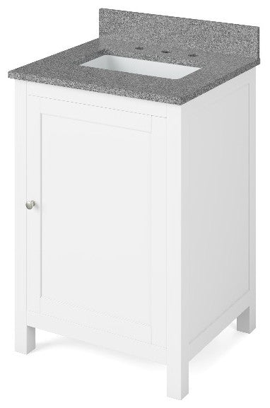 Astoria Transitional 24" White Vanity, Steel Grey Cultured Marble Vanity Top