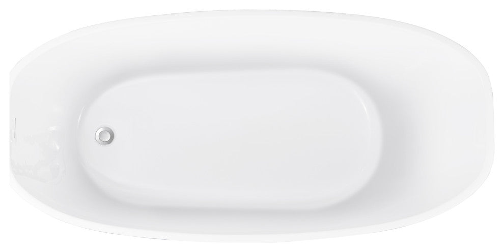 59" Acrylic Freestanding Single Slipper Soaking Bathtub, Gray