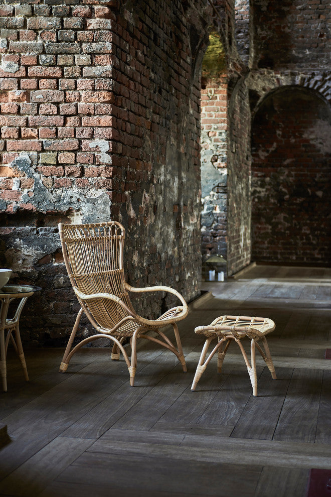 Monet Highback Rattan Lounge Chair and Footstool, Natural