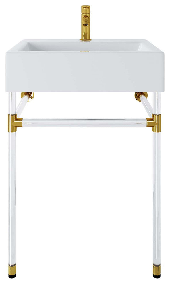 Redeem 24" Acrylic Wall-Mount Bathroom Vanity, Clear White