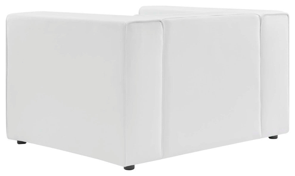 Armchair and Sofa Set, Faux Vegan Leather, White, Modern, Lounge Hospitality