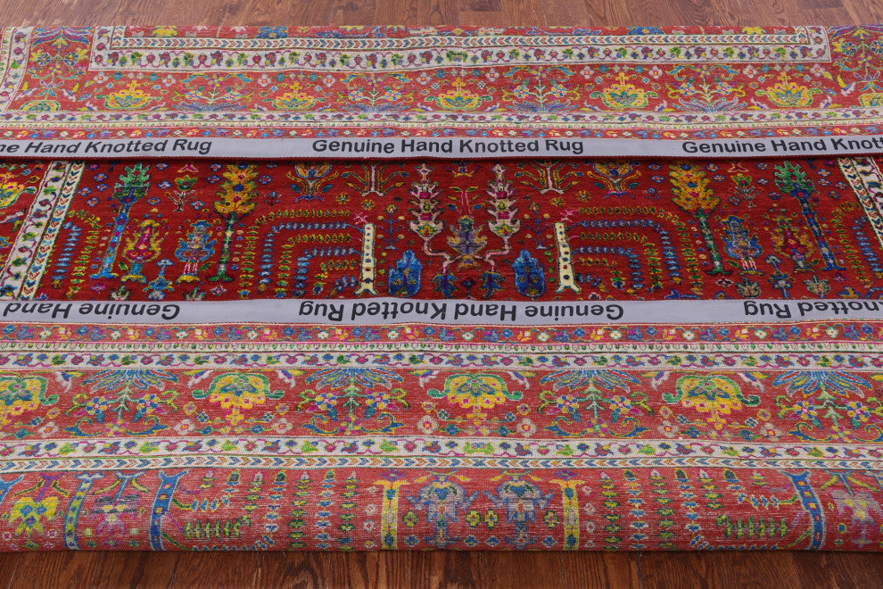 9' Square Persian Ziegler Handmade Wool & Silk Rug - Q13721