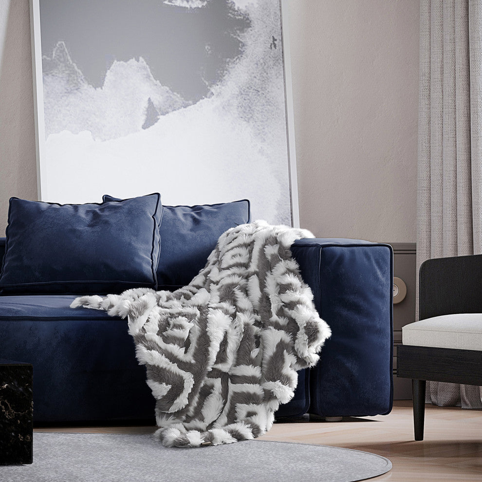 Inspired Home Hillary Throw Luxuriously Soft, Acrylic 50"x60", Gray