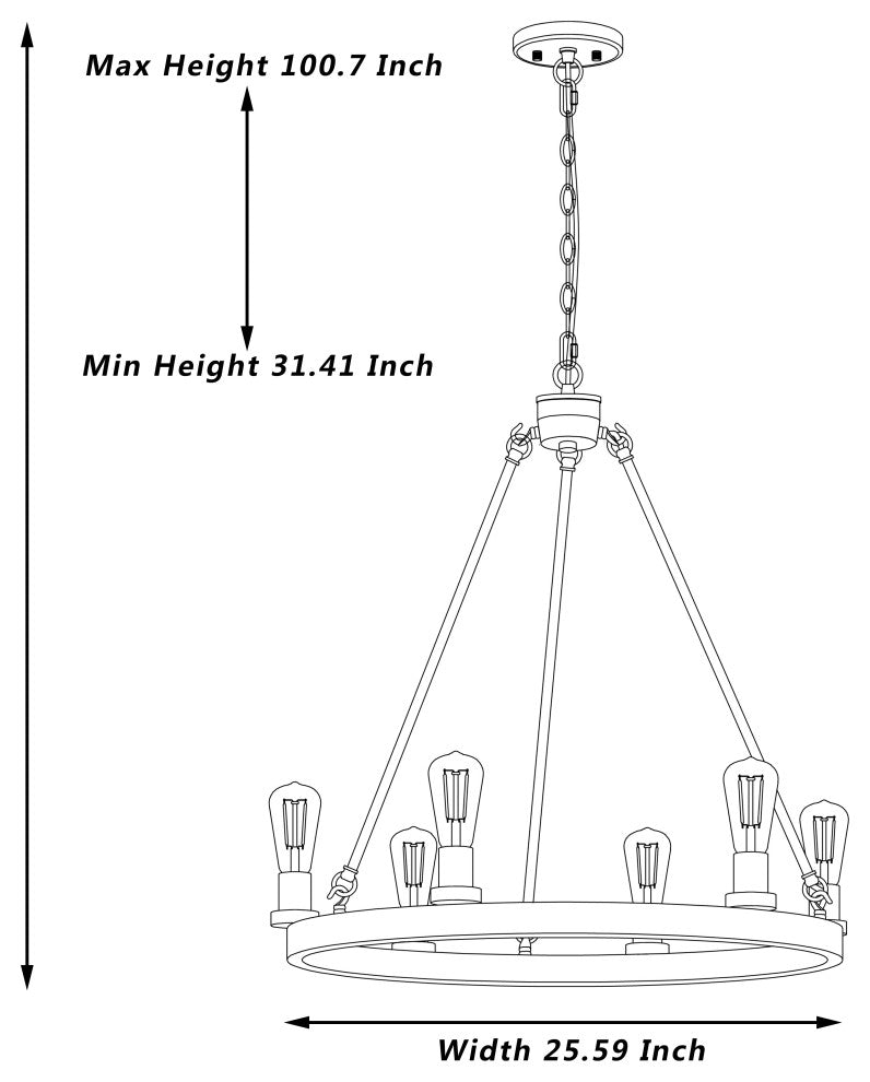 Farmhouse Vintage 6-Light Chandelier, Classic Black