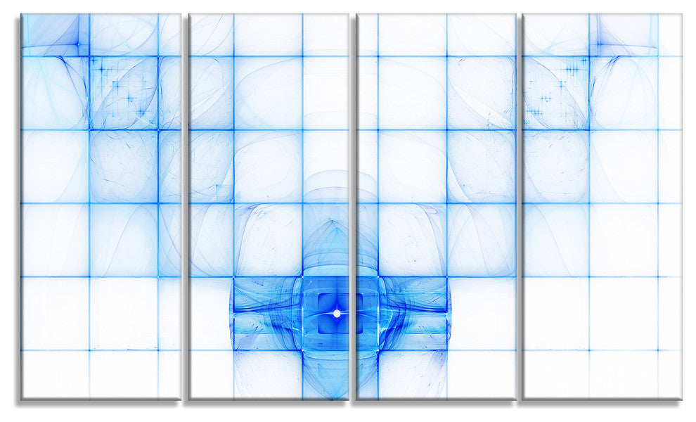 Bat Outline on Radar Screen, Abstract Canvas Art Print, 48"x28", 4 Panels