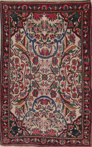 Consigned, Persian Handmade Antique Bakhtiari Oriental Rug, Beige, 7'5"X4'6"