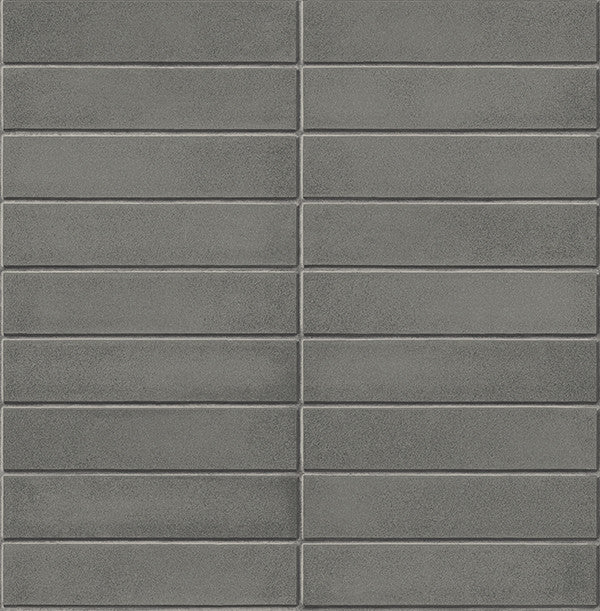Modern Aligned Brick Pattern Wallpaper, Dark Gray, Bolt