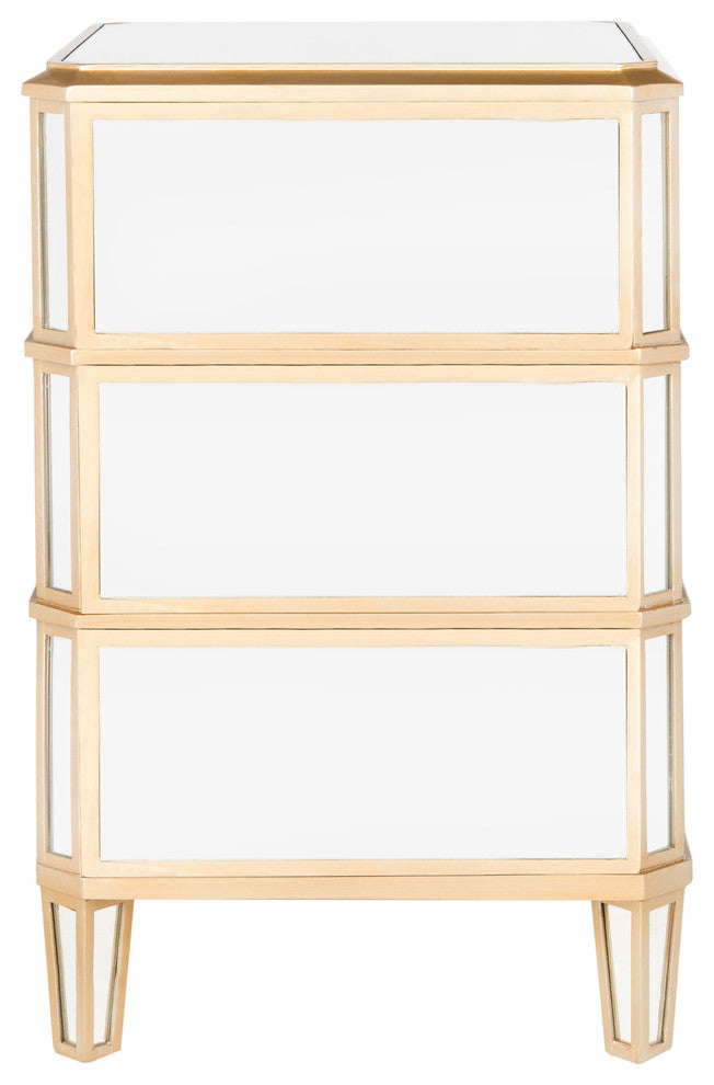 Safavieh Giana 3 Drawer Nightstand, Mirror