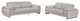 Turin Contemporary Genuine Italian Leather 2-Piece Set Light Gray