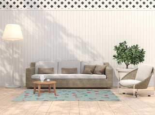 5' x 7' Chickens and Eggs Easter Chenille Indoor/Outdoor Rug