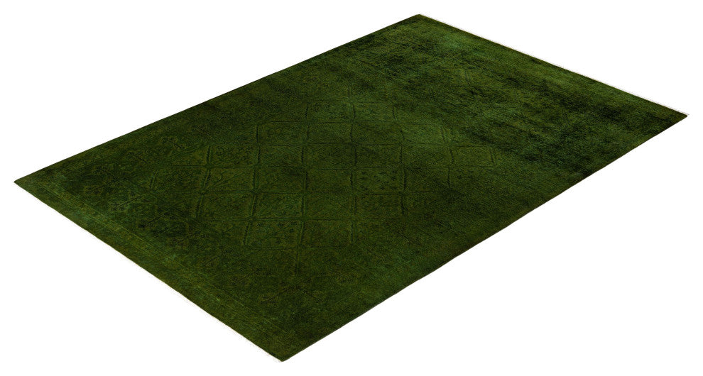 Overdyed One-of-a-Kind Hand-Knotted Area Rug Green, 5' 3" x 7' 8"