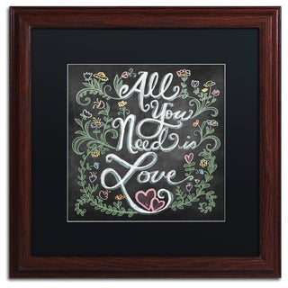 Elizabeth Caldwell 'All You Need is Love' Art, Wood Frame, Black Mat, 16x16