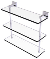 Montero 16" Triple Tiered Glass Shelf, Polished Chrome