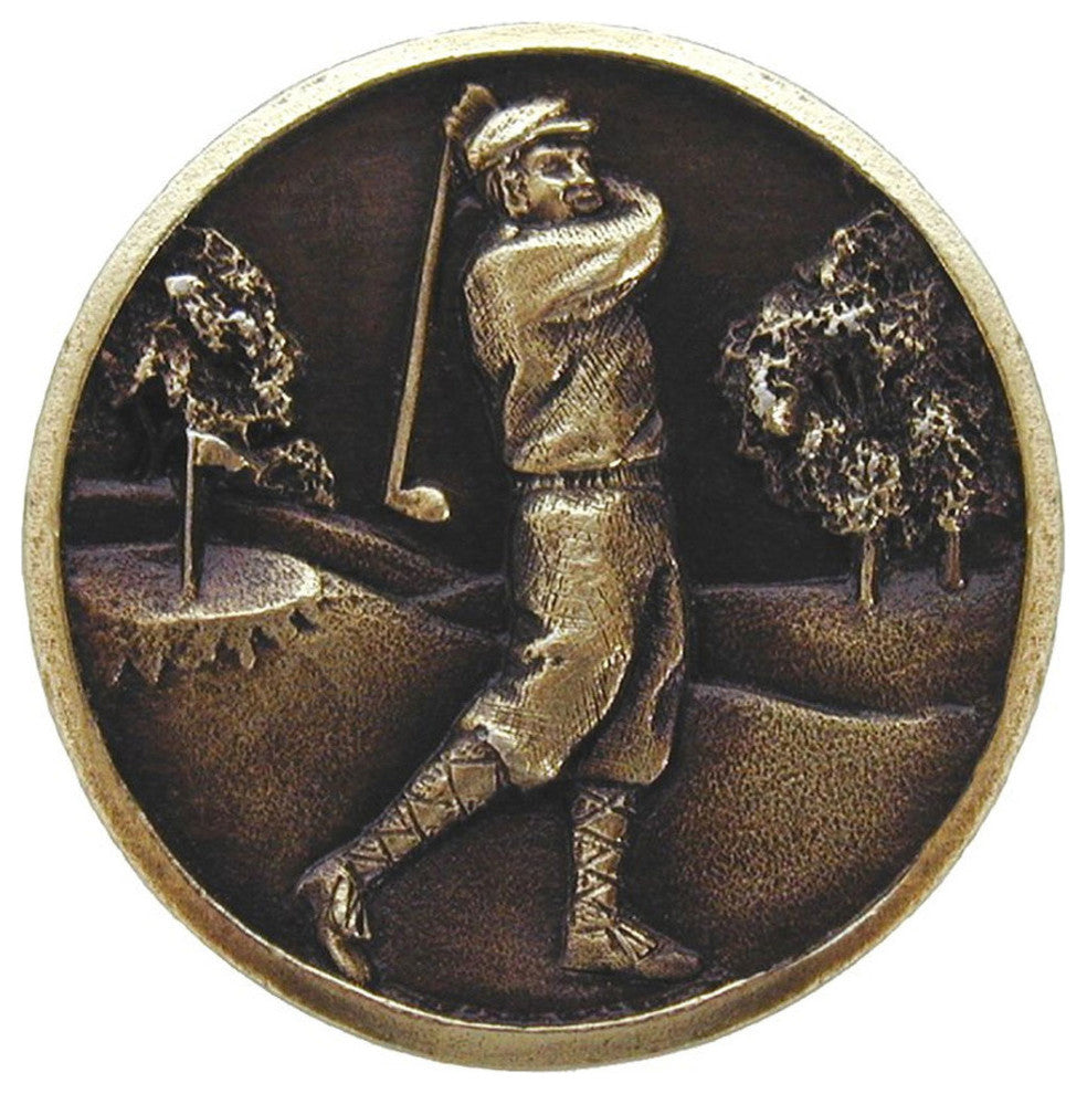 Gentleman Golfer Knobs, Antique-Style Brass