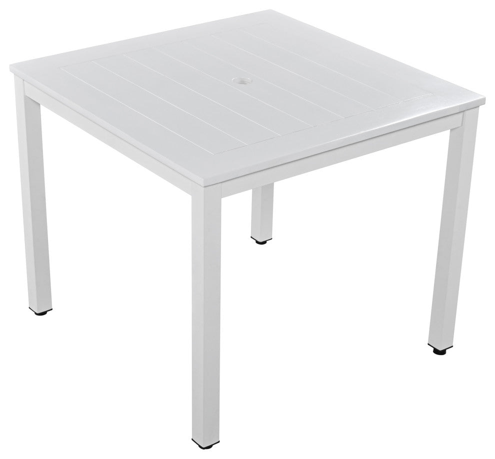 5-Piece Outdoor Steel Patio Dining Set with table and four chairs, White