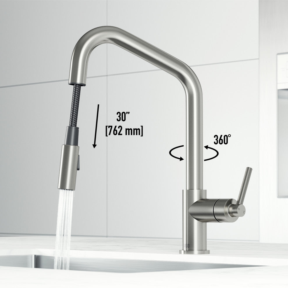 VIGO Utopia 14" H Single Handle Pull-Down Sprayer Kitchen Bar Faucet, Stainless Steel