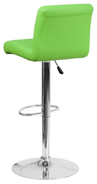 Estella Aria Mid-Back Green Vinyl Swivel Adjustable Barstool