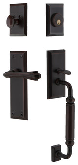 New York Plate C Grip Entry Set Fleur Lever, Timeless Bronze, 2-3/4", Left