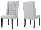 GDF Studio Blaine Tufted Wing Back Dining Chairs, Set of 2, Light Gray, Fabric