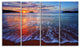 Placid Shore and Whimsical Clouds, Seashore Canvas Art Print, 48"x28", 4 Panels