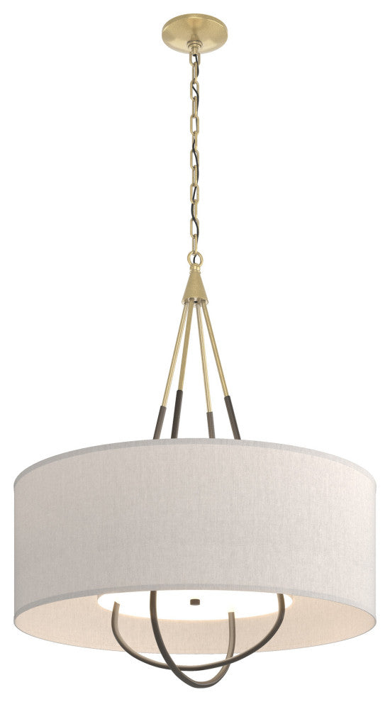 Loop Pendant, Modern Brass, Dark Smoke, Flax Shade