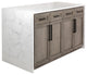Palisade 60" Kitchen Island, Gray Oak, Engineered Marble