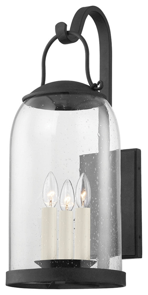 Napa County by Mark D. Sikes 3 Light Exterior Wall Sconce, Medium, French Iron