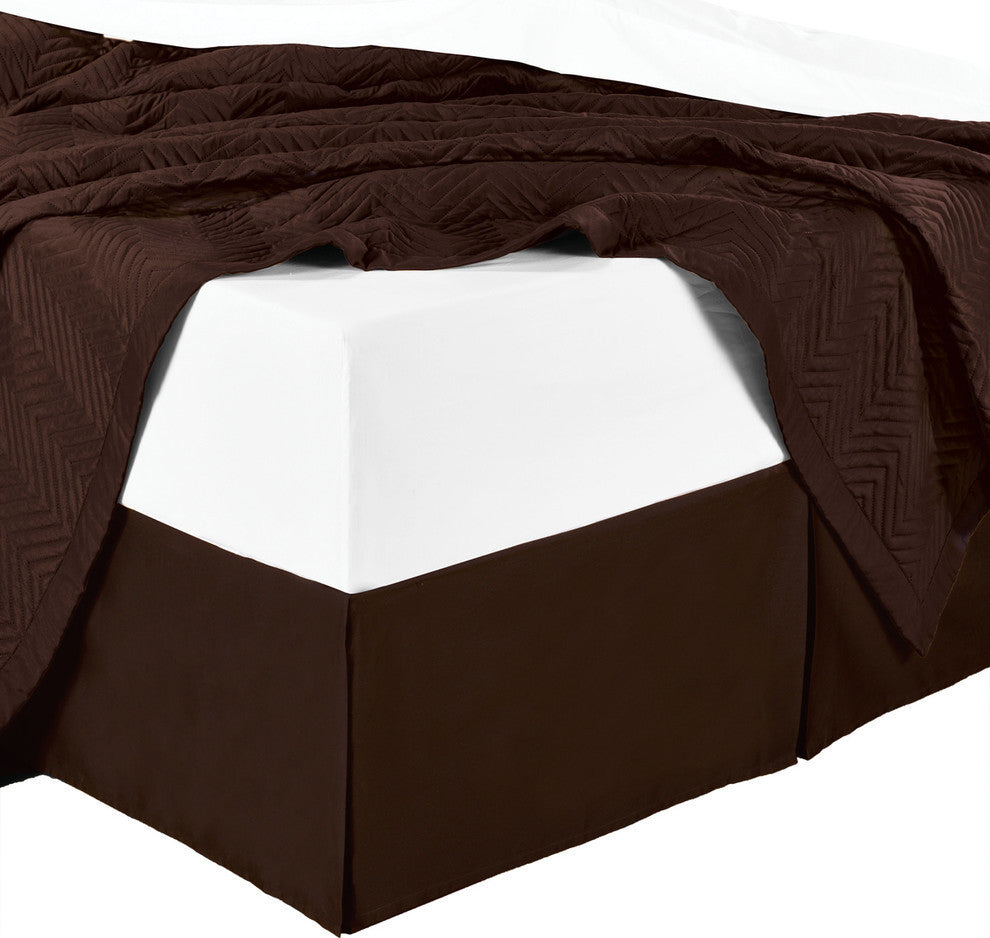 Split Corner 100% Cotton Sateen Solid Bed Skirt, Chocolate, King