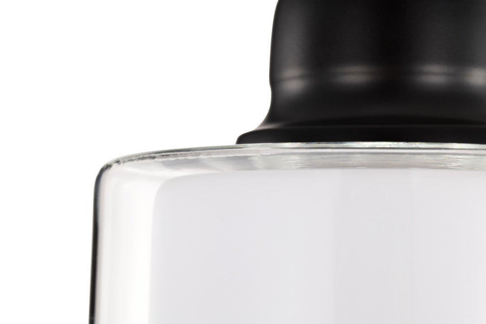 Daley 1-Light Matte Black Mini Pendant With Clear Glass and White Glass Shades