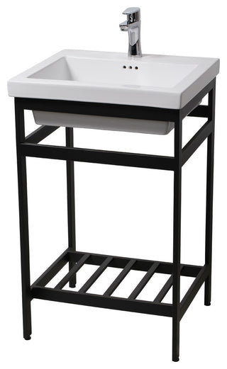 New South Beach 24 Stainless Steel Open Console with Sink Set, Black